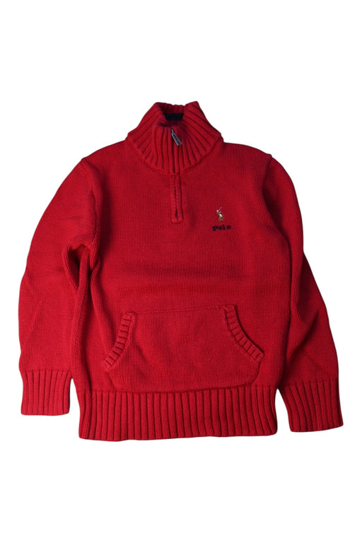 A Red Zippered Sweatshirts from Polo Ralph Lauren in size 6T for boy. (Front View)