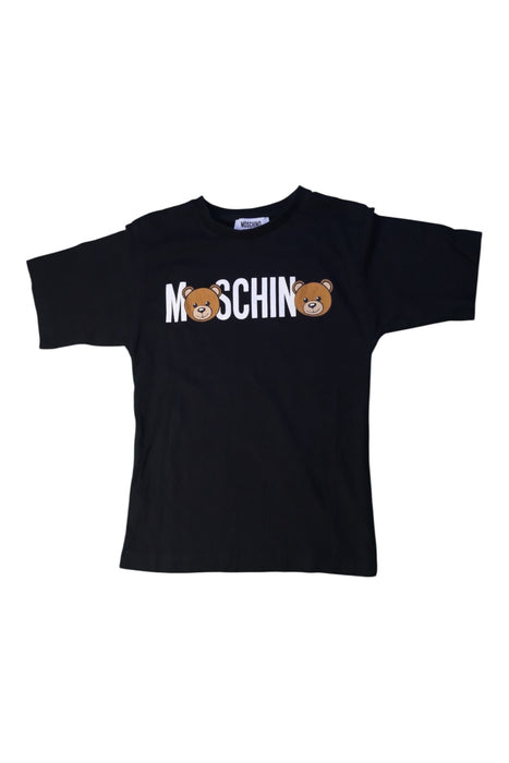 A Black Short Sleeve T Shirts from Moschino in size 5T for girl. (Front View)