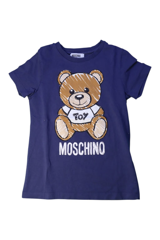 A Navy Short Sleeve T Shirts from Moschino in size 6T for girl. (Front View)