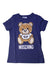 A Navy Short Sleeve T Shirts from Moschino in size 6T for girl. (Front View)