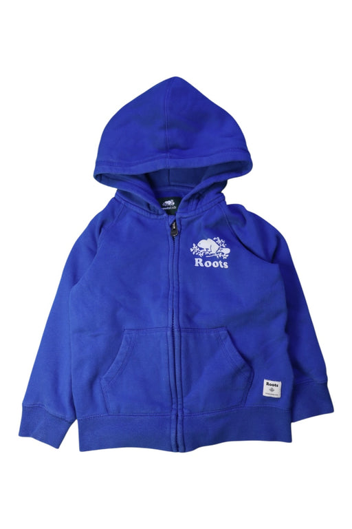 A Blue Hooded Sweatshirts from Roots in size 4T for boy. (Front View)