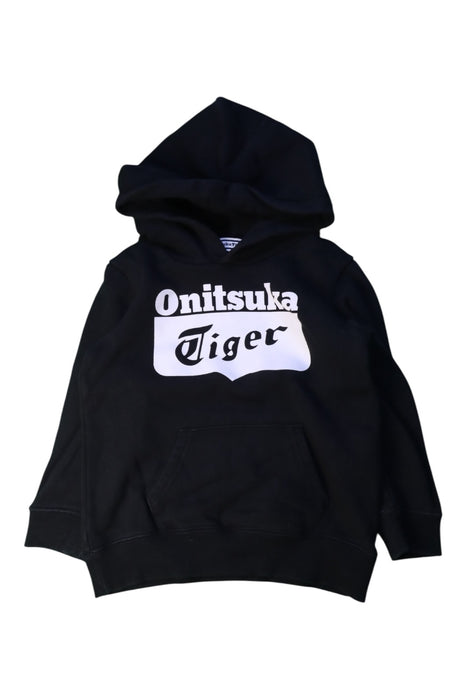 A Black Hooded Sweatshirts from Onitsuka Tiger in size 4T for boy. (Front View)