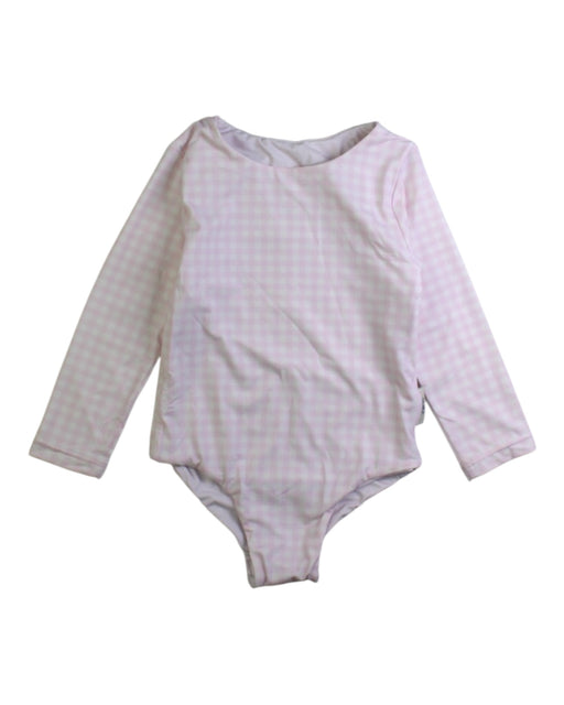 A Pink Long Sleeve Bodysuits from suki swim in size 12-18M for girl. (Front View)