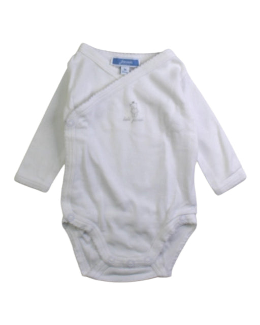 A White Long Sleeve Bodysuits from Jacadi in size Newborn for girl. (Front View)