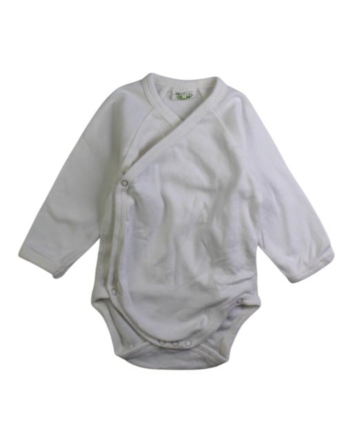 A White Long Sleeve Bodysuits from Nature Baby in size 0-3M for neutral. (Front View)
