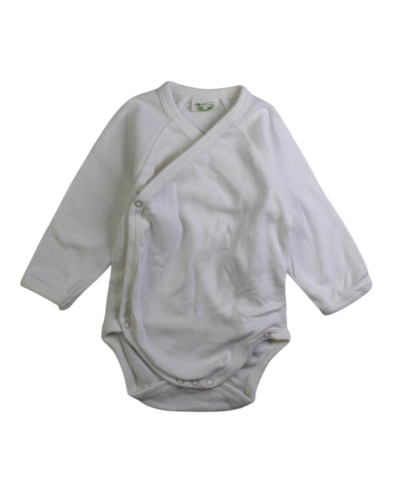 A White Long Sleeve Bodysuits from Nature Baby in size 0-3M for neutral. (Front View)