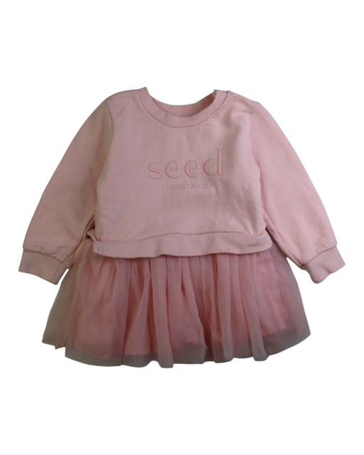 A Pink Sweater Dresses from Seed in size 12-18M for girl. (Front View)