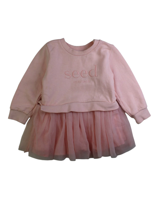A Pink Sweater Dresses from Seed in size 12-18M for girl. (Front View)
