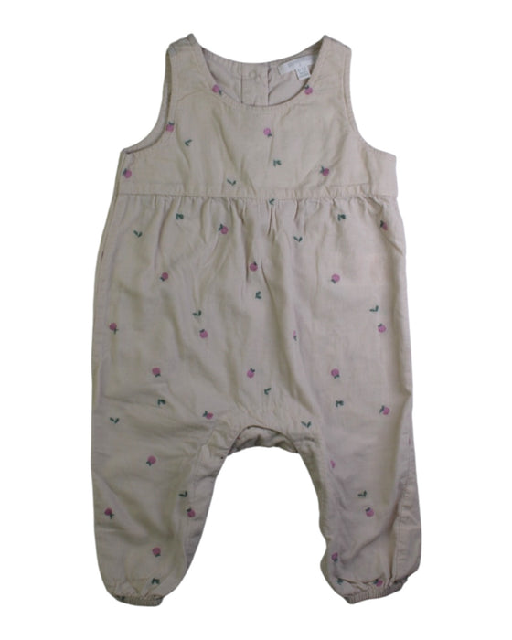 A Beige Long Overalls from purebaby in size 6-12M for girl. (Front View)