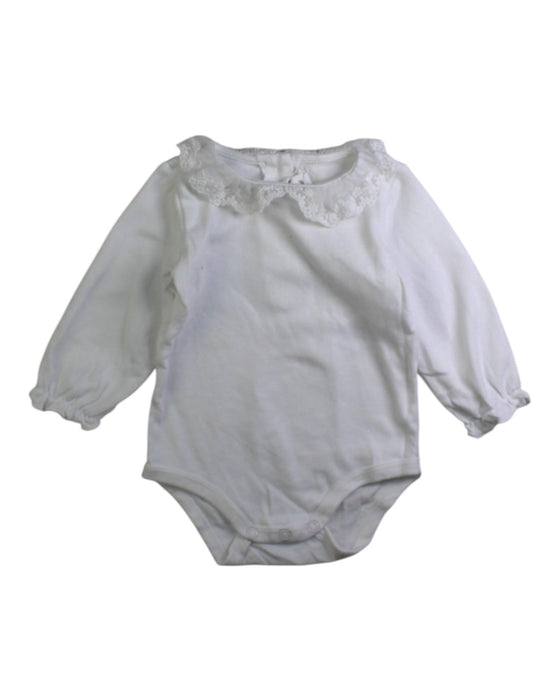 A White Long Sleeve Bodysuits from Bébé by Minihaha in size 6-12M for girl. (Front View)