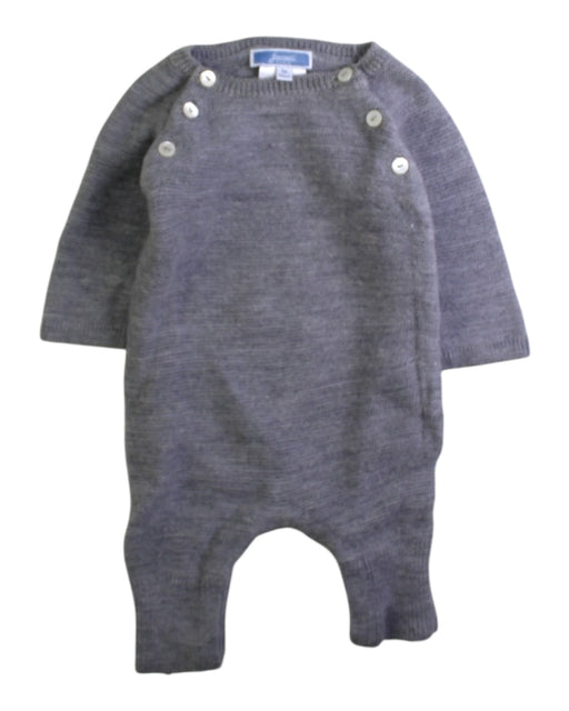 A Grey Long Sleeve Rompers from Jacadi in size Newborn for boy. (Front View)