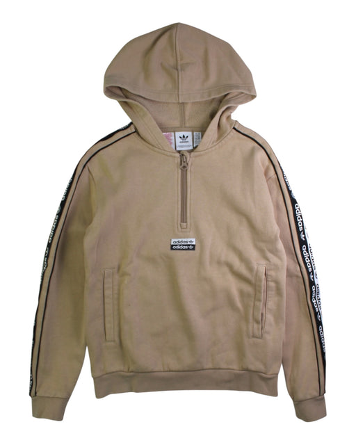 A Beige Hooded Sweatshirts from Adidas in size 11Y for neutral. (Front View)
