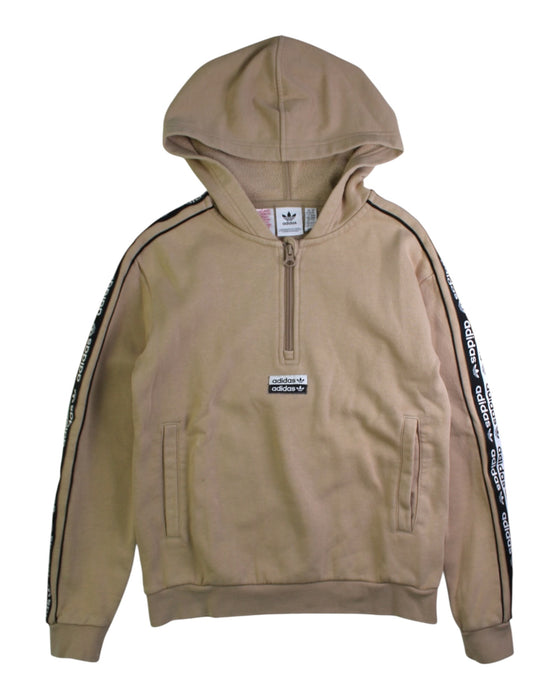 A Beige Hooded Sweatshirts from Adidas in size 11Y for neutral. (Front View)