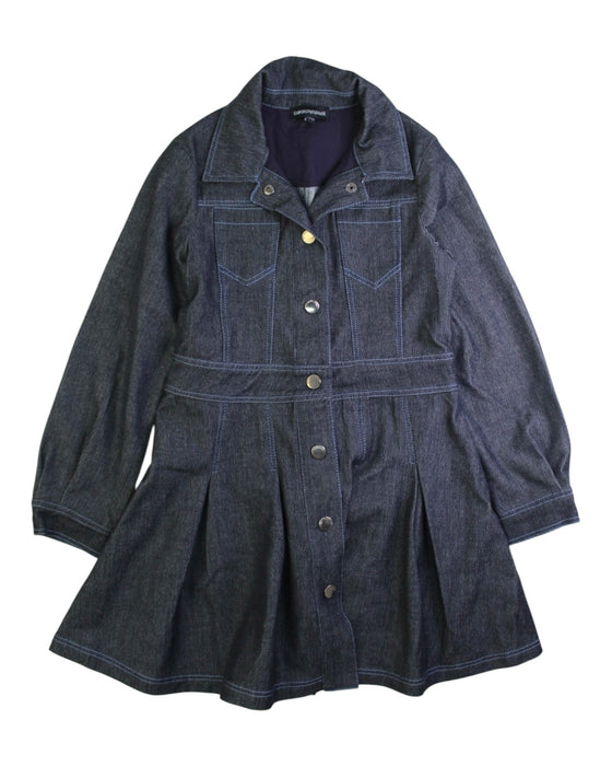A Blue Long Sleeve Dresses from Emporio Armani in size 7Y for girl. (Front View)