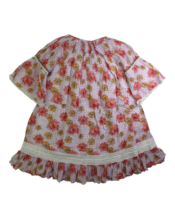 A Pink Short Sleeve Dresses from Velveteen in size 5T for girl. (Back View)