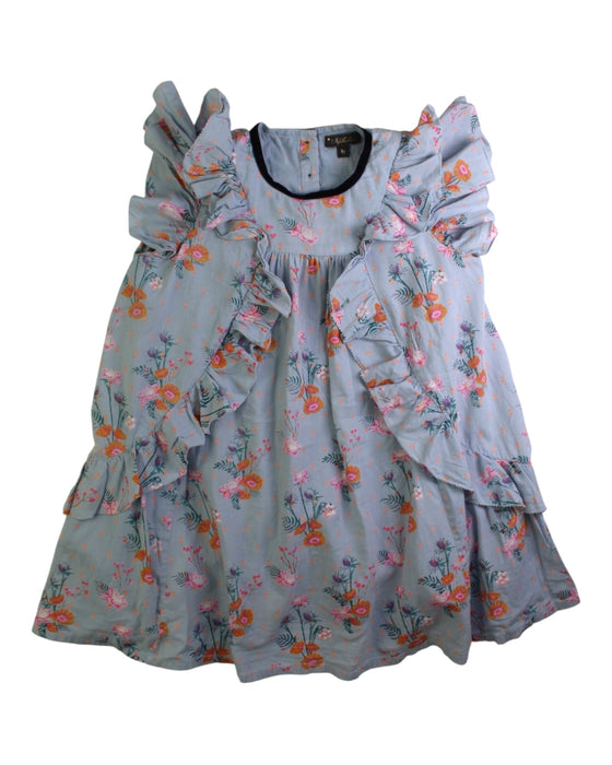 A Blue Short Sleeve Dresses from Velveteen in size 6T for girl. (Front View)
