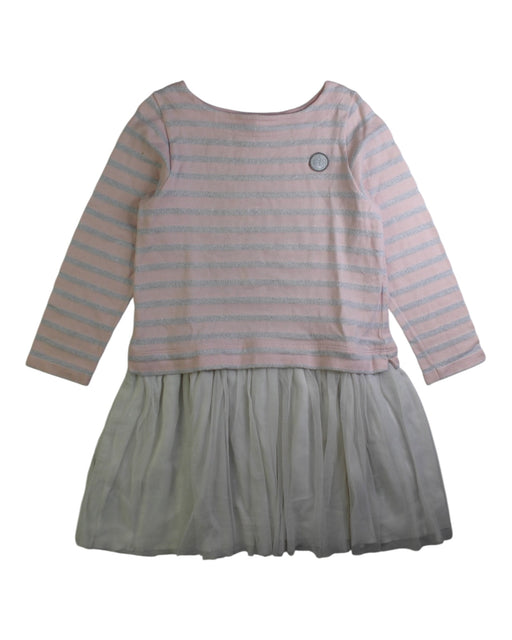 A Pink Long Sleeve Dresses from Petit Bateau in size 6T for girl. (Front View)