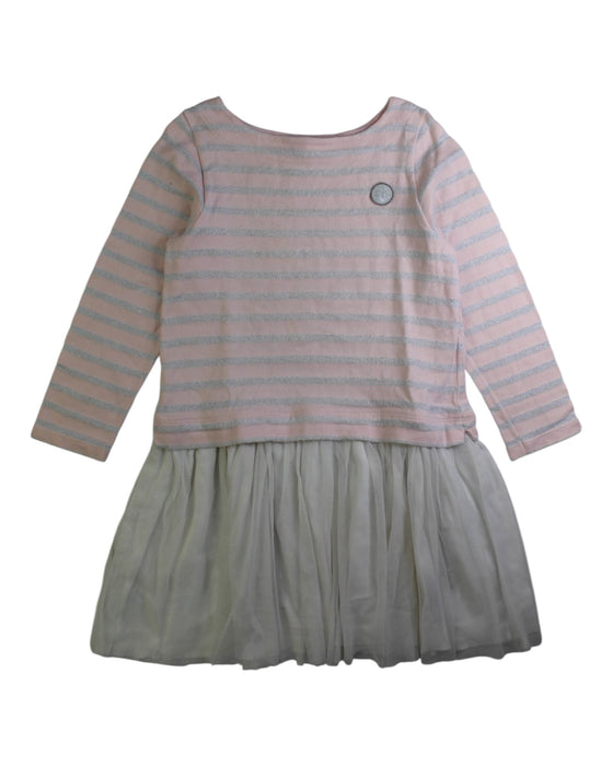 A Pink Long Sleeve Dresses from Petit Bateau in size 6T for girl. (Front View)
