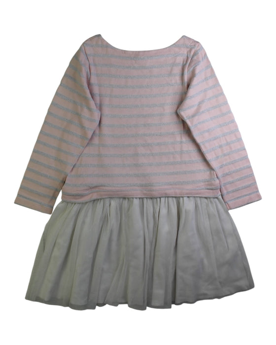 A Pink Long Sleeve Dresses from Petit Bateau in size 6T for girl. (Back View)