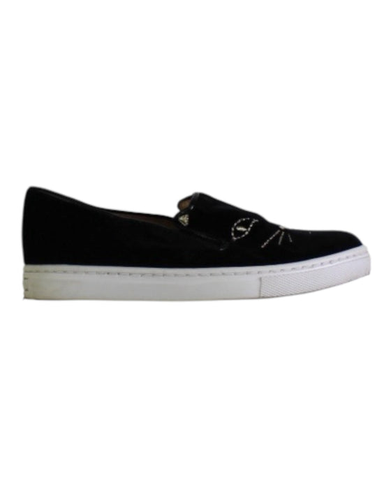 A Black Slip Ons from Charlotte Olympia in size 6T for girl. (Front View)