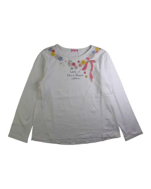 A White Long Sleeve Tops from Miki House in size 7Y for girl. (Front View)
