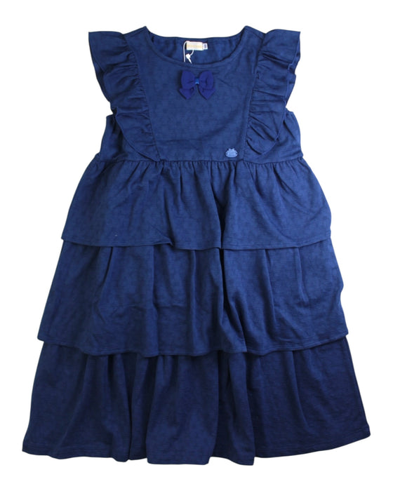 A Navy Sleeveless Dresses from Miki House in size 7Y for girl. (Front View)