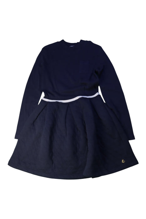 A Navy Long Sleeve Dresses from Petit Bateau in size 10Y for girl. (Front View)
