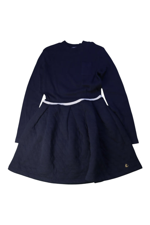 A Navy Long Sleeve Dresses from Petit Bateau in size 10Y for girl. (Front View)