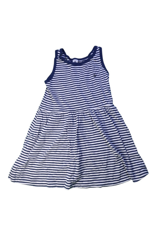 A Navy Sleeveless Dresses from Petit Bateau in size 8Y for girl. (Front View)