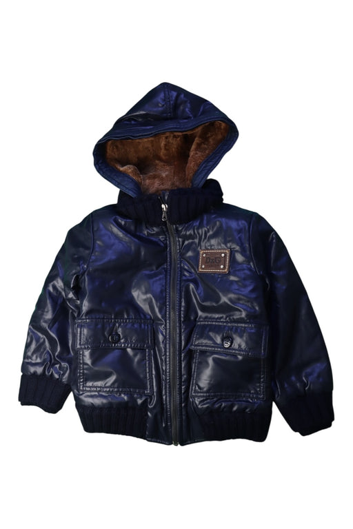 A Navy Puffer/Quilted Jackets from Dolce & Gabbana in size 3T for boy. (Front View)