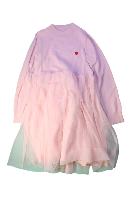 A Pink Long Sleeve Dresses from Petit Bateau in size 10Y for girl. (Front View)