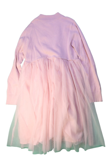 A Pink Long Sleeve Dresses from Petit Bateau in size 10Y for girl. (Back View)