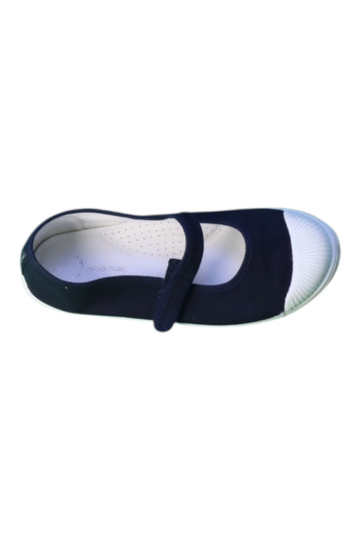 A Navy Flats from Jacadi in size 9Y for girl. (Front View)