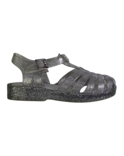 A Silver Sandals from Mini Melissa in size 3T for girl. (Front View)
