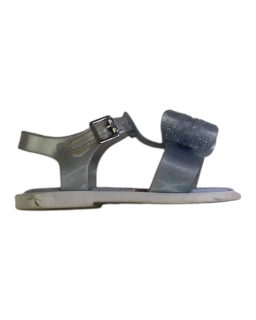A Silver Sandals from Mini Melissa in size 3T for girl. (Front View)
