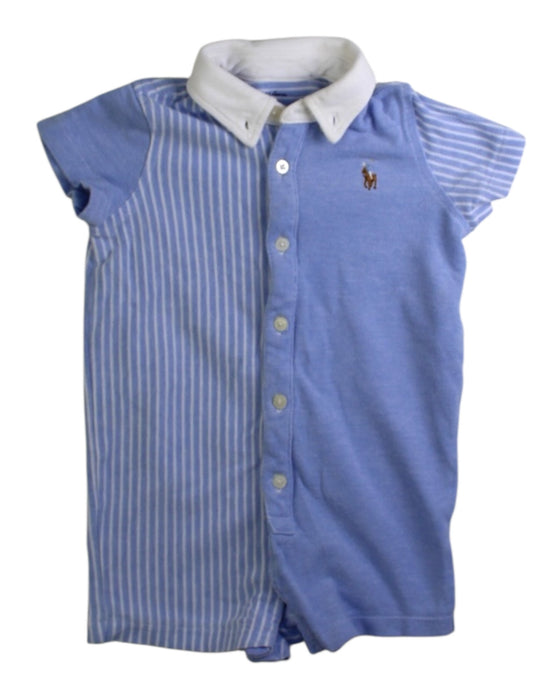 A Blue Short Sleeve Rompers from Ralph Lauren in size 3-6M for boy. (Front View)