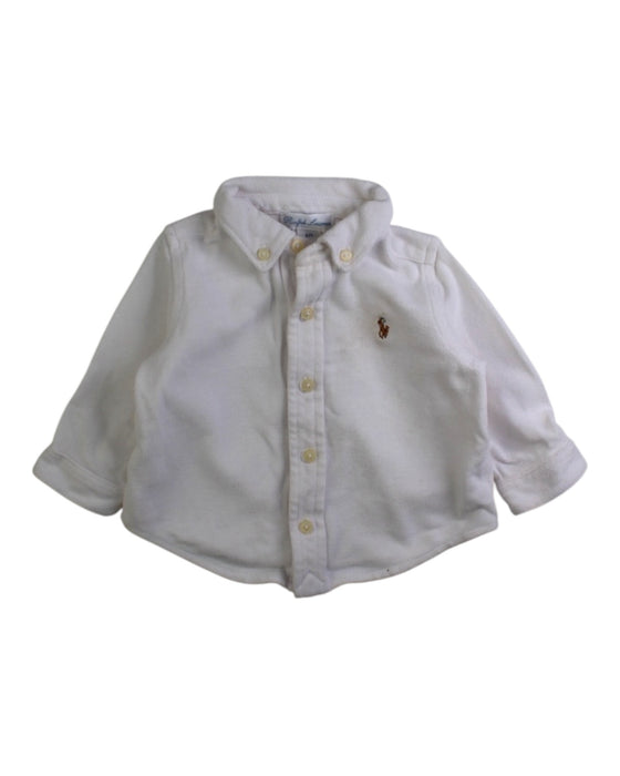 A White Long Sleeve Shirts from Ralph Lauren in size 3-6M for boy. (Front View)