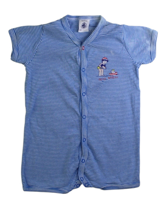 A Blue Short Sleeve Rompers from Petit Bateau in size 3-6M for boy. (Front View)