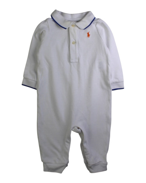 A White Long Sleeve Rompers from Ralph Lauren in size 3-6M for boy. (Front View)