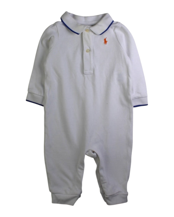 A White Long Sleeve Rompers from Ralph Lauren in size 3-6M for boy. (Front View)