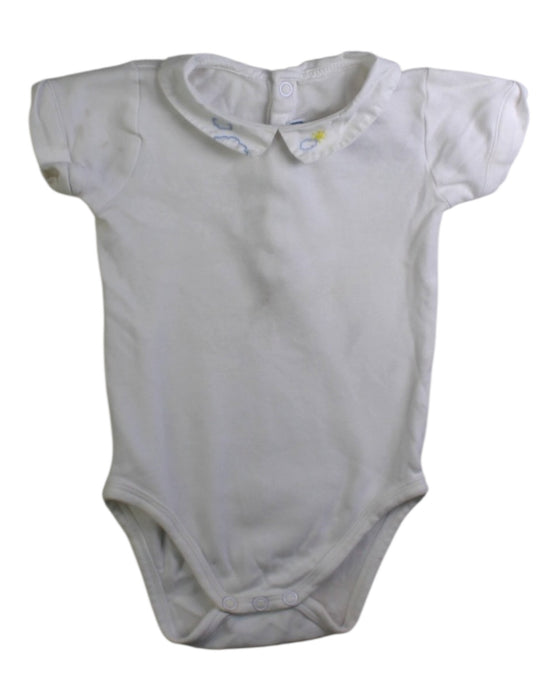 A White Short Sleeve Bodysuits from Jacadi in size 6-12M for neutral. (Front View)
