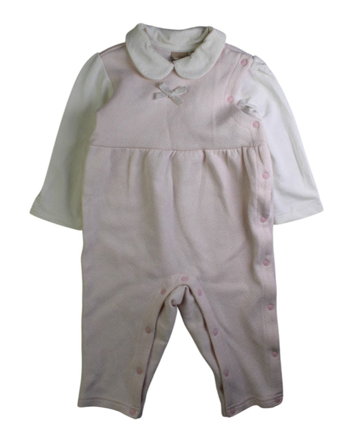 A Pink Long Sleeve Rompers from Chickeeduck in size 12-18M for girl. (Front View)