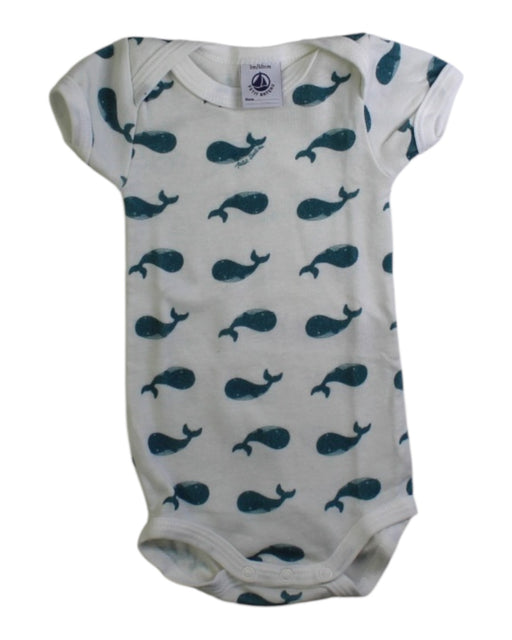A White Short Sleeve Bodysuits from Petit Bateau in size 0-3M for neutral. (Front View)