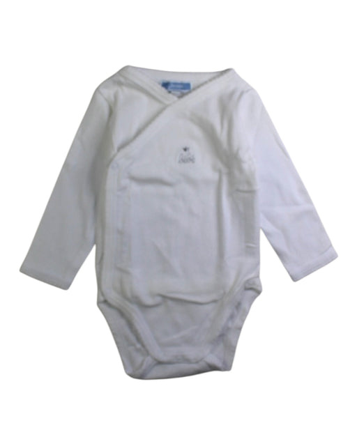 A White Long Sleeve Bodysuits from Jacadi in size 3-6M for boy. (Front View)