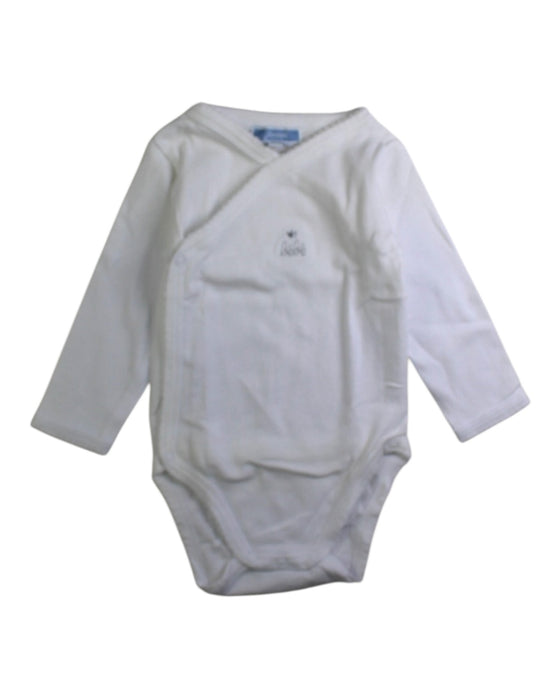 A White Long Sleeve Bodysuits from Jacadi in size 3-6M for boy. (Front View)