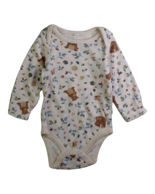 A White Long Sleeve Bodysuits from Mori in size Newborn for neutral. (Front View)