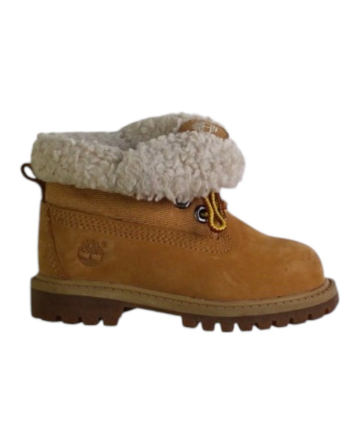 A Brown Booties from Timberland in size 18-24M for boy. (Front View)