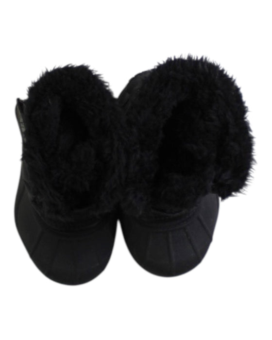 A Black Winter Boots from Sorel in size 3T for girl. (Back View)