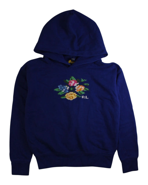 A Navy Hooded Sweatshirts from Polo Ralph Lauren in size 8Y for girl. (Front View)