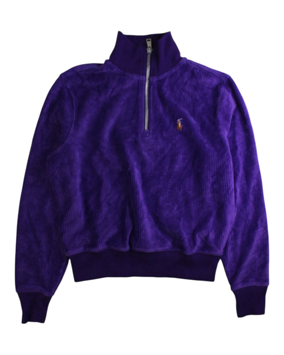 A Purple Zippered Sweatshirts from Polo Ralph Lauren in size 8Y for girl. (Front View)